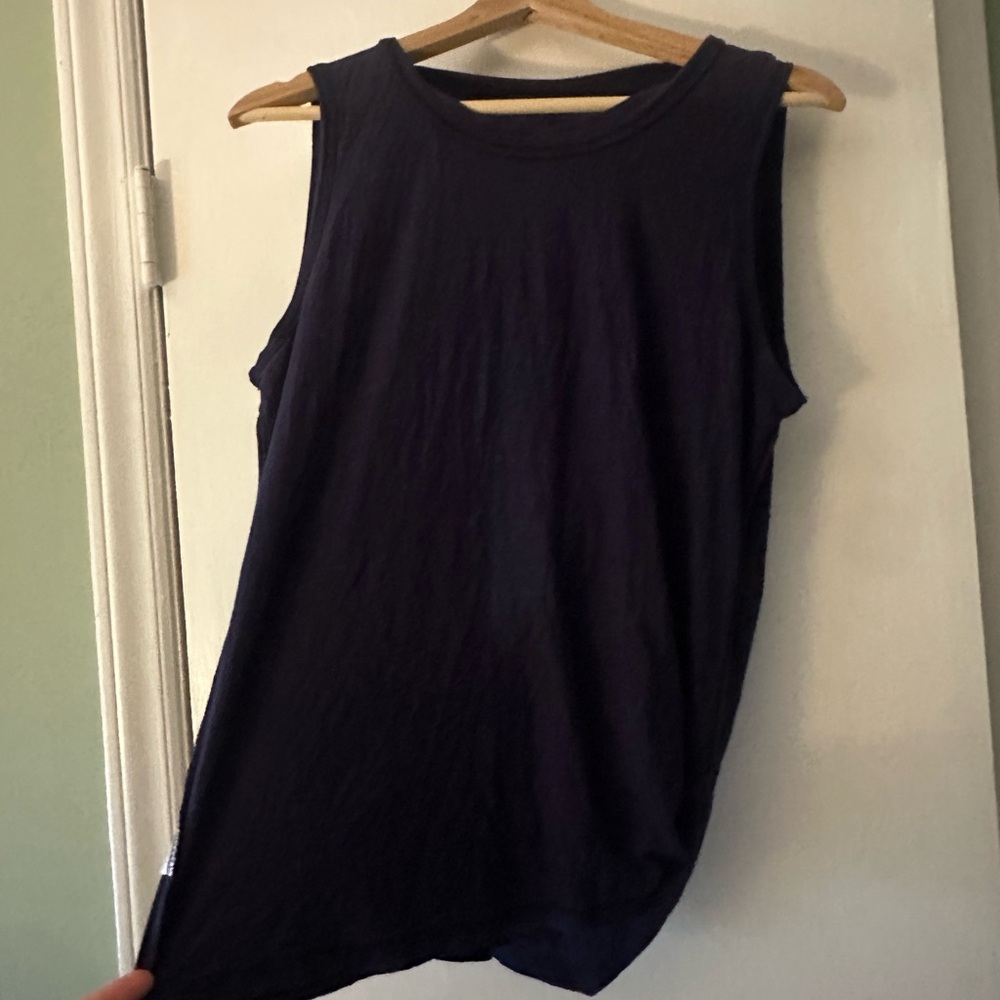 Women's Sleeveless Navy Workout Top- Open Back